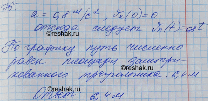 Изображение Уравнение движения материальной точки имеет вид х = 0,4t2. Написать формулу зависимости vx(t) и построить график. Показать на графике штриховкой площадь, численно равную...